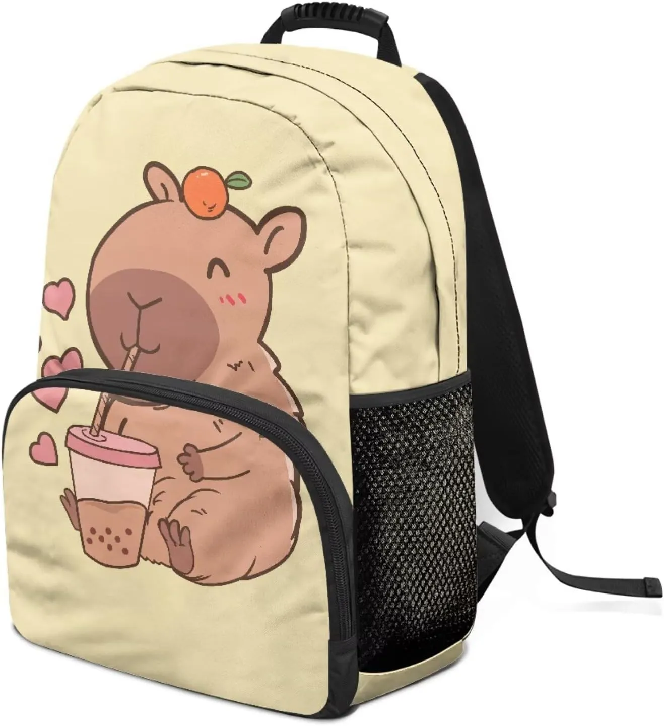 Beauty Collector Capybara Love Milk Tea Backpacks Travel Laptop School Book Bag for Teens Kids
