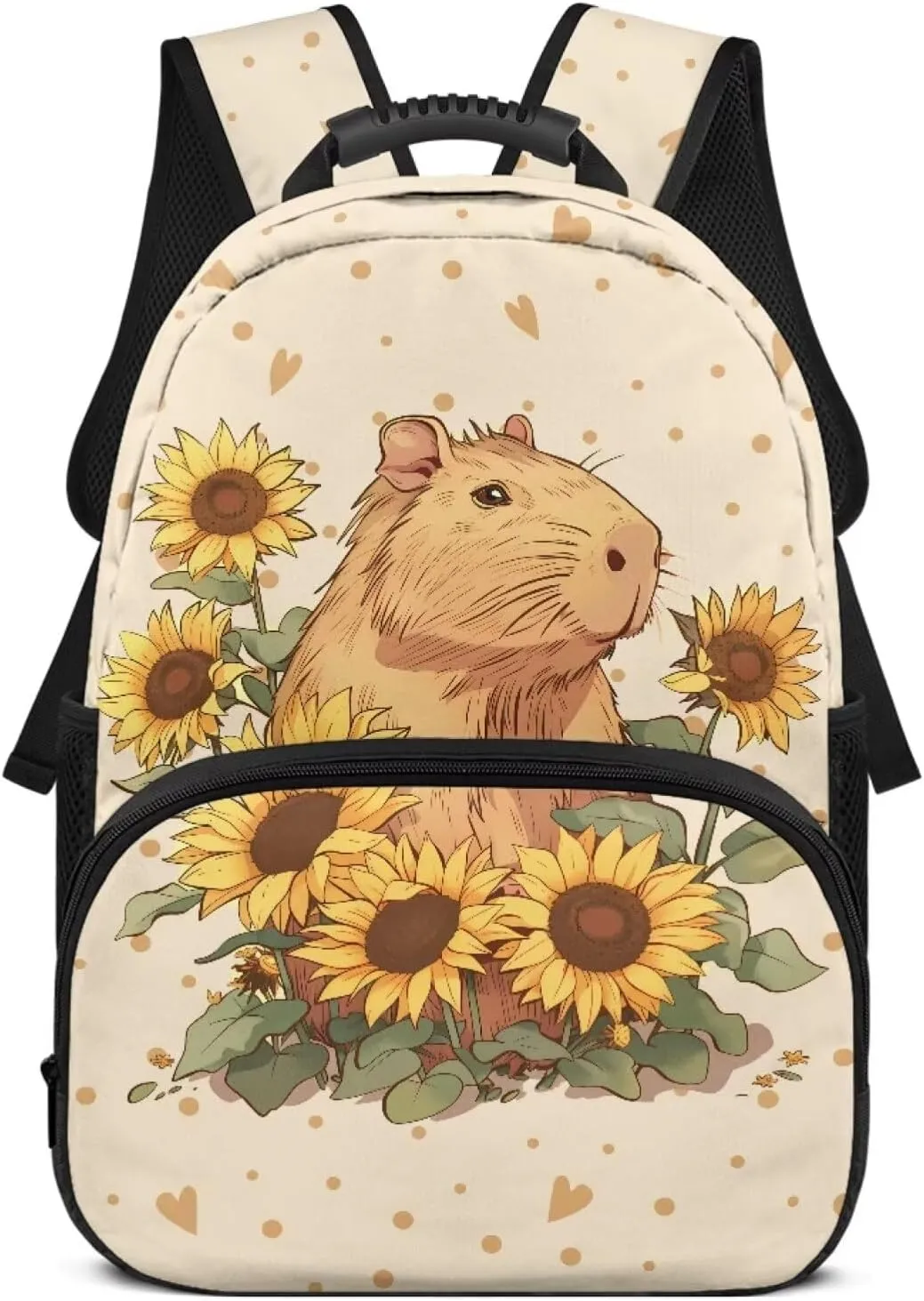 Beauty Collector Capybara Love Sunflower Backpacks Travel Laptop School Book Bag for Teens Kids