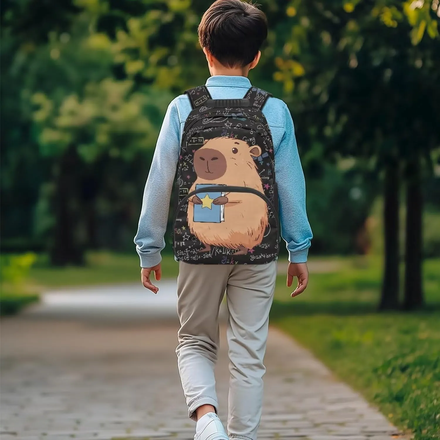 Beauty Collector Capybara Study Physics Backpacks For Girls Women Aesthetic Bookbag with Side Pockets