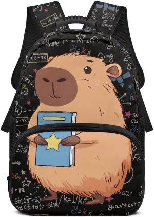 Beauty Collector Capybara Study Physics Backpacks For Girls Women Aesthetic Bookbag with Side Pockets