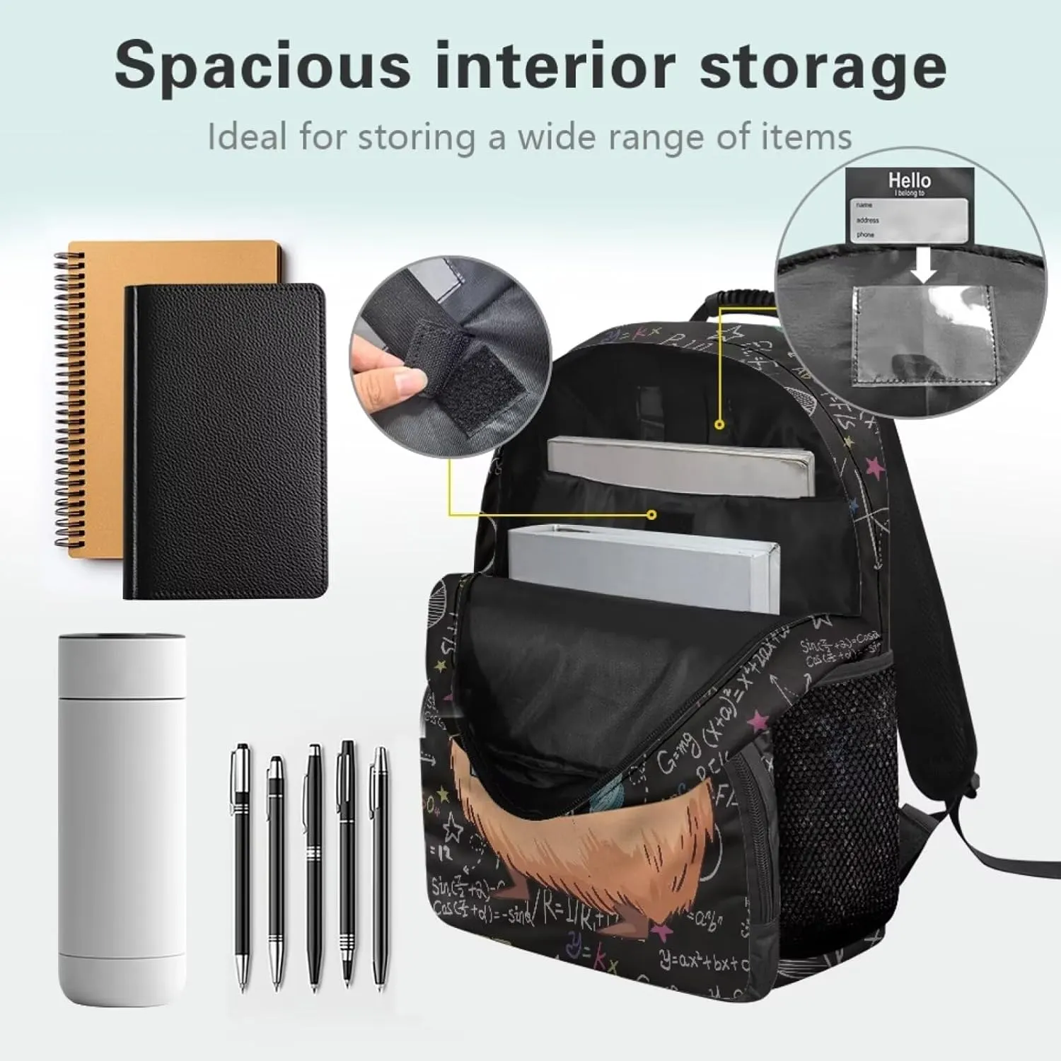 Beauty Collector Capybara Study Physics Backpacks For Girls Women Aesthetic Bookbag with Side Pockets