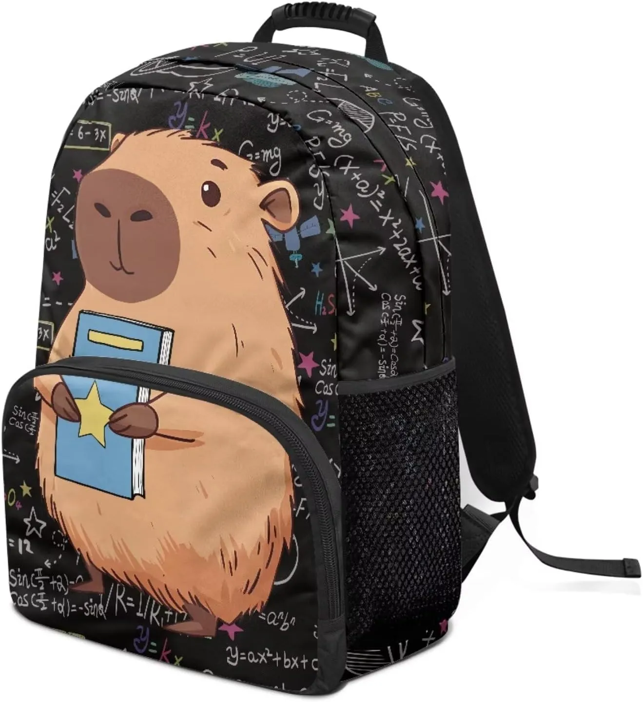 Beauty Collector Capybara Study Physics Backpacks For Girls Women Aesthetic Bookbag with Side Pockets