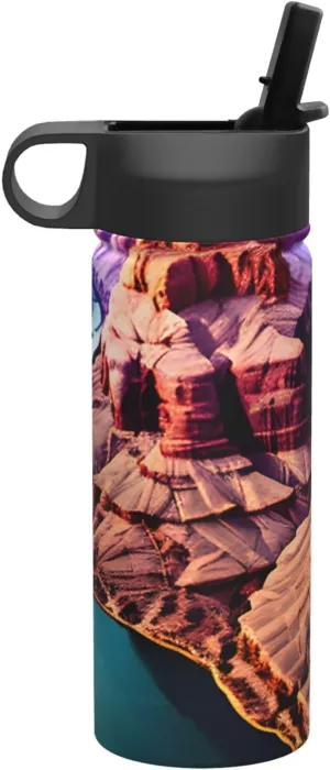 Beauty Grand Canyon Print Flask Stainless Steel Water Bottle with Straw 18OZ FOR Outdoor Gym Commute