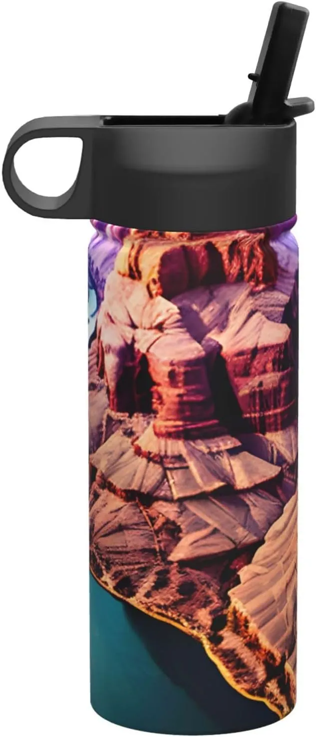 Beauty Grand Canyon Print Flask Stainless Steel Water Bottle with Straw 18OZ FOR Outdoor Gym Commute