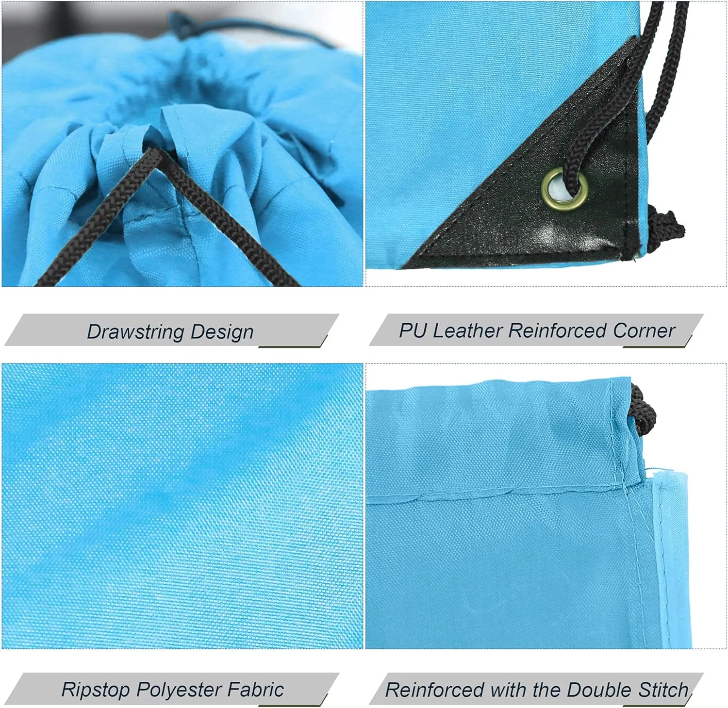 BeeGreen 30 Packs Sky Blue Drawstring Bags for Birthday Party Gym Sports Multipurpose Polyester Cinch Sackpack Bulk for Heat Vinyl Tie Dye Pull String Sinch Sacks