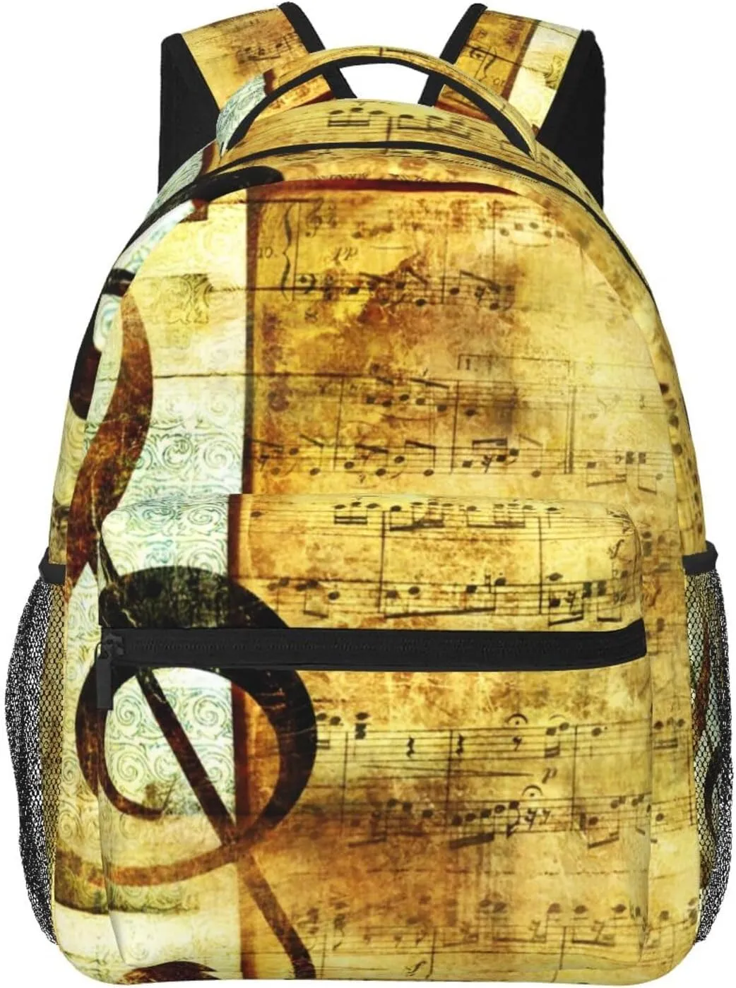 Beige Music Musical Note Backpack for Men Women, Travel Laptop Backpack Computer Bag Daypack for Business Work Weekender