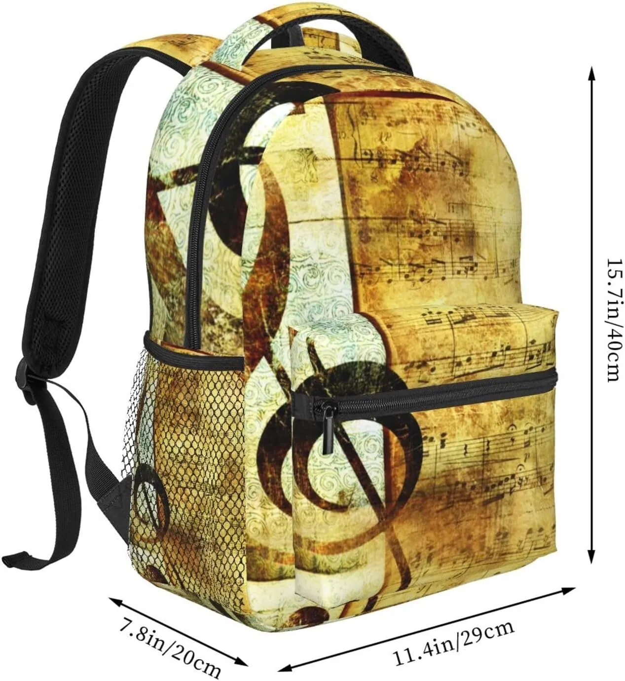Beige Music Musical Note Backpack for Men Women, Travel Laptop Backpack Computer Bag Daypack for Business Work Weekender