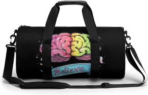 Believe - Brain Cancer Gym Bag Travel Duffel Bag Lightweight Carry On Weekender Bag Tote Bags for Women Men