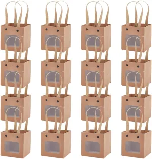 BENECREAT 16 Packs Square Paper Gift Bags with Handles, Small Shopping Bags for Baby Shower Birthday Wedding Anniversary Florist Packing, 4x4x4 inch