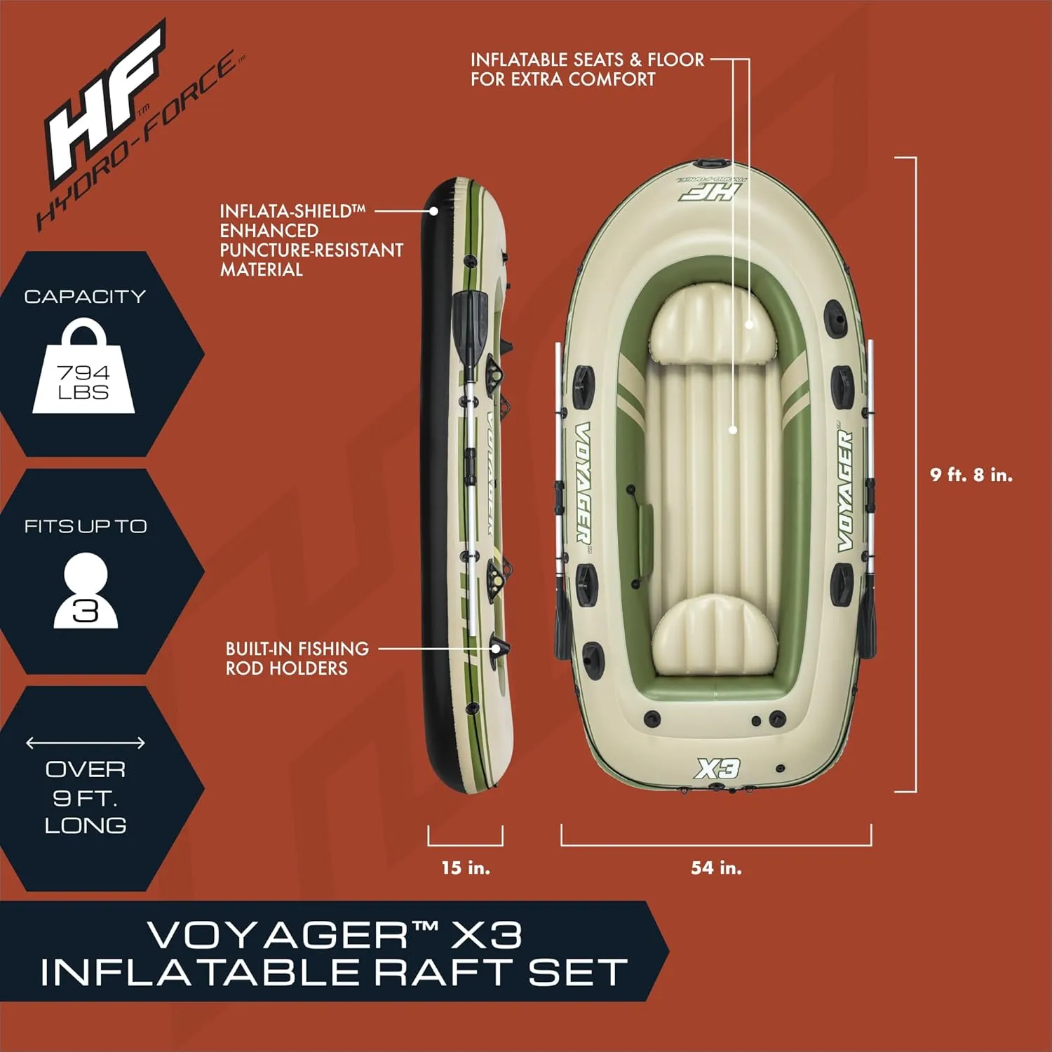 Bestway Hydro-Force Inflatable Raft Set | Inflatable Boat for Kids and Adults | Great for Ponds, Lakes, Rivers