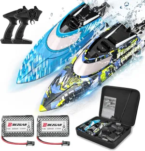 BEZGAR RC Boat, 2 Packs 12 inch Fast Speed RC Boat 30 KPH with A Portable Suitcase for Lakes & Pools & Salt Water, Summer Toys for Adults and Ideal Gifts for Kids Boys Age 6 7 8-12 Years Old - TX2P1
