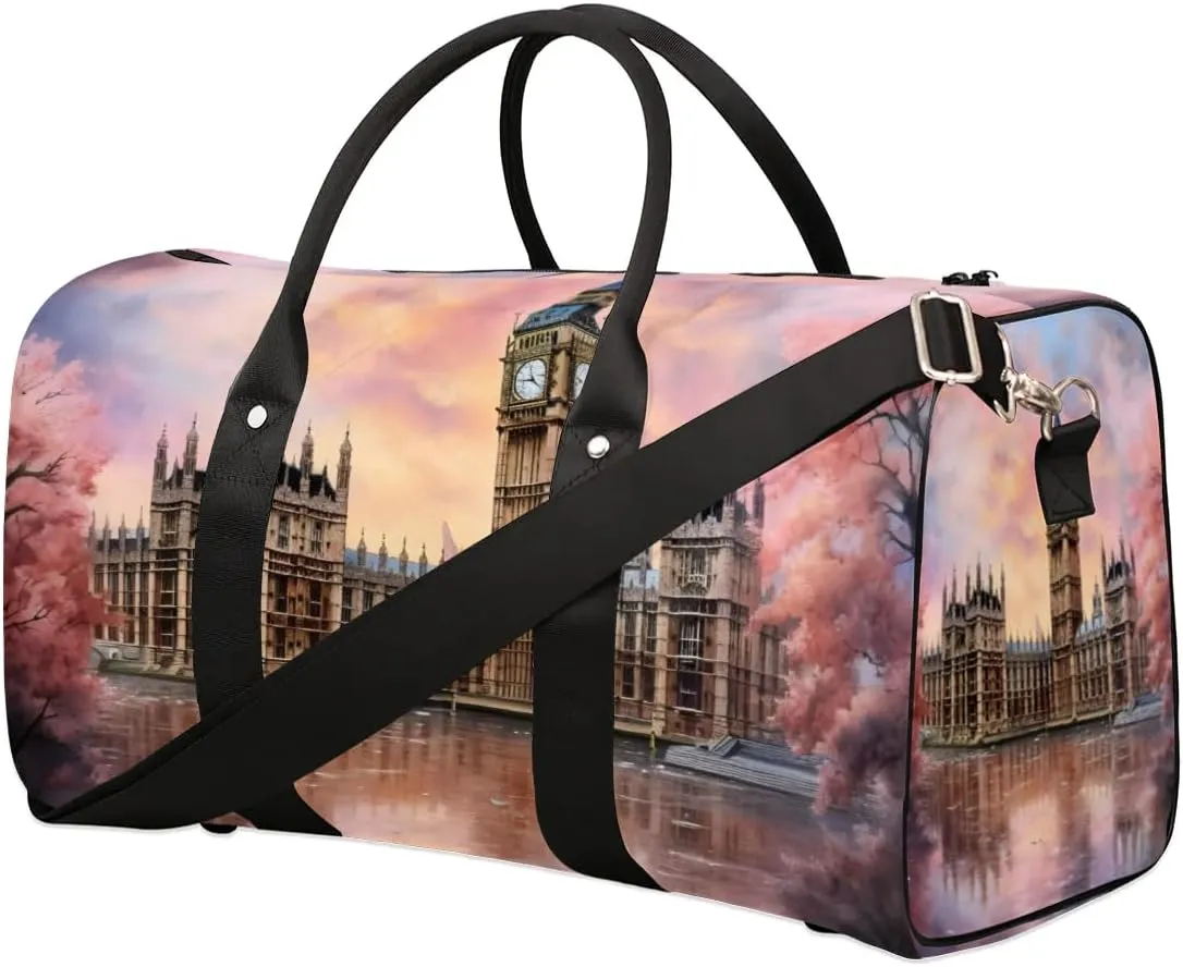 Big Ben London Travel Duffel bag for Men Women Weekender Overnight Bag Gym Bag Carry On Luggage Bags for Yoga Workout Sports