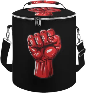 Big Red Raised Fist Salute of Unity Solidarity Resistance Insulated Lunch Bag Reusable Cooler Tote Bag for Camping Picnic Beach Work
