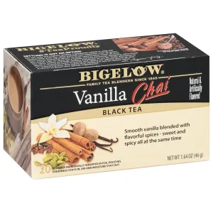 Bigelow Vanilla Chai Black Tea Bags 20-Count Box (Pack of 6), Caffeinated Black Tea, 120 Tea Bags Total