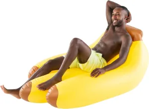 BigMouth Inc Giant Banana Lounging Pool Float, Inflatable Raft with Supportive Backrest, Fun Summer Party Floatie, Inflates Quickly