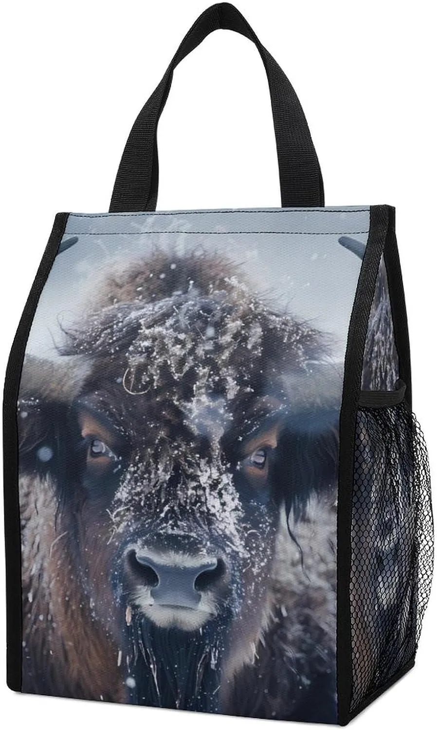 Bison Snowstorm Lunch Bags for Women Men Insulated Lunch Box Reusable Tote Bag for Home Office