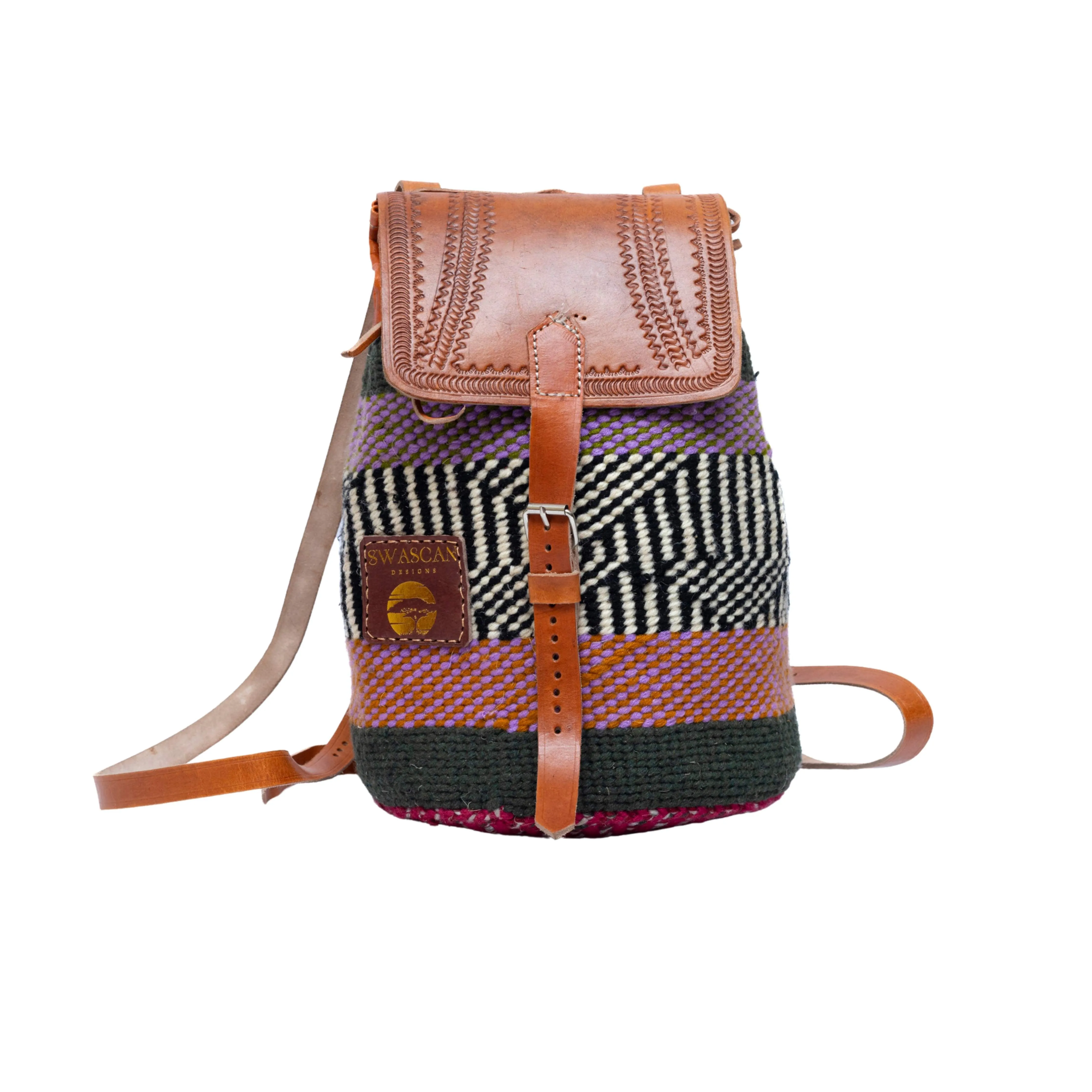 Bissau Handwoven Sisal & Leather Backpack | A Fusion of Tradition & Function