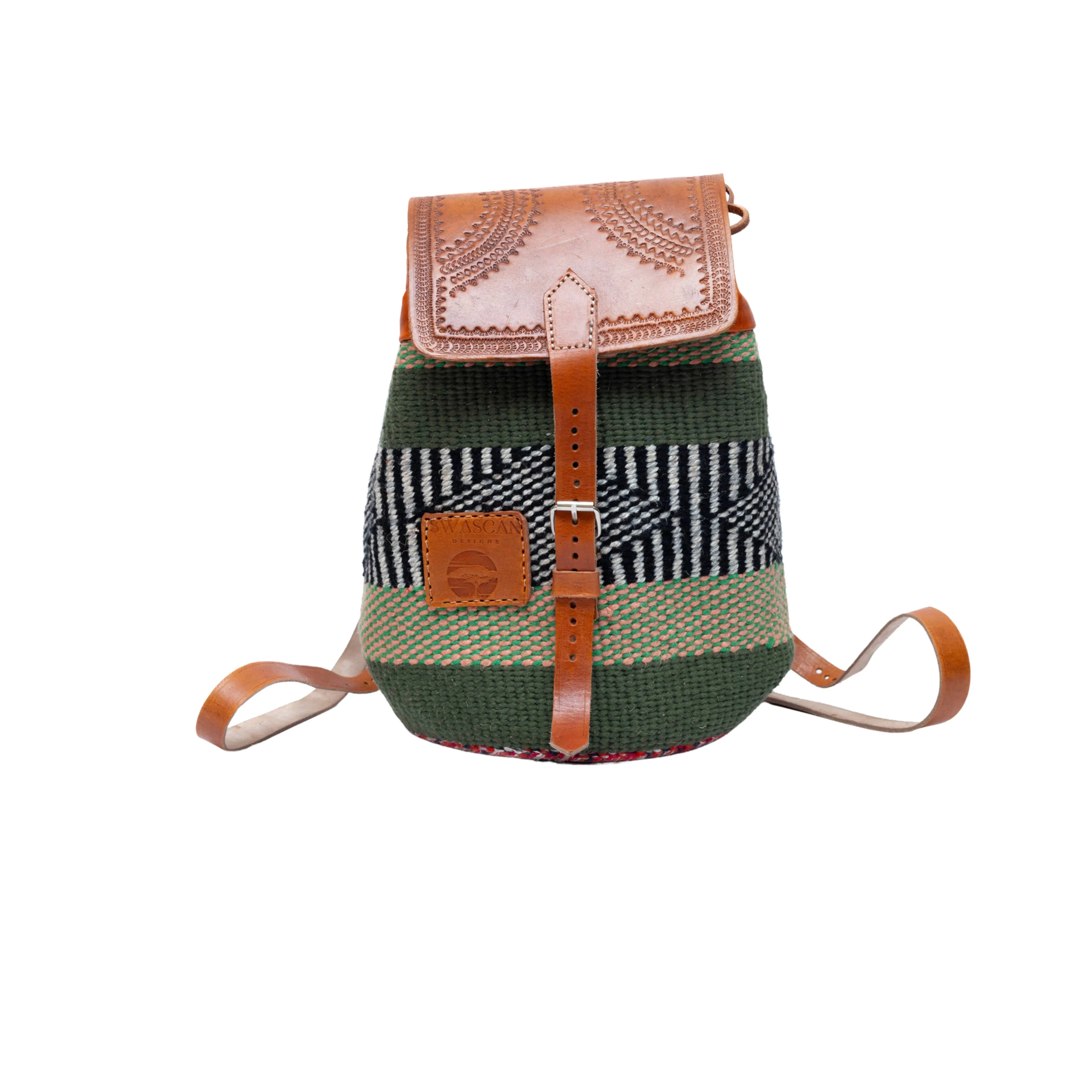 Bissau Handwoven Sisal & Leather Backpack | A Fusion of Tradition & Function