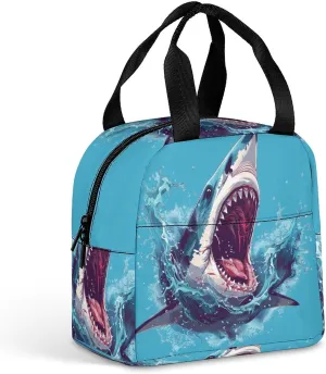 Bite Shark Printed Insulated Meal Tote Bag Prep Lunch Box Container Portable Handbags for Work Picnic
