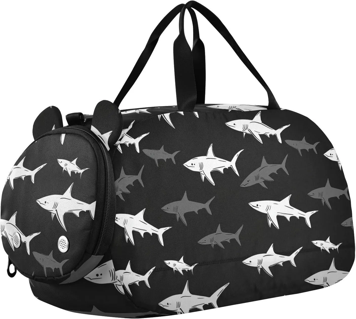 Black fish sea Kids Duffel Bag with Shoes Compartment Lightweight Travel Duffel Bag for Beach Swim Pool Sports bolsos de para hombre