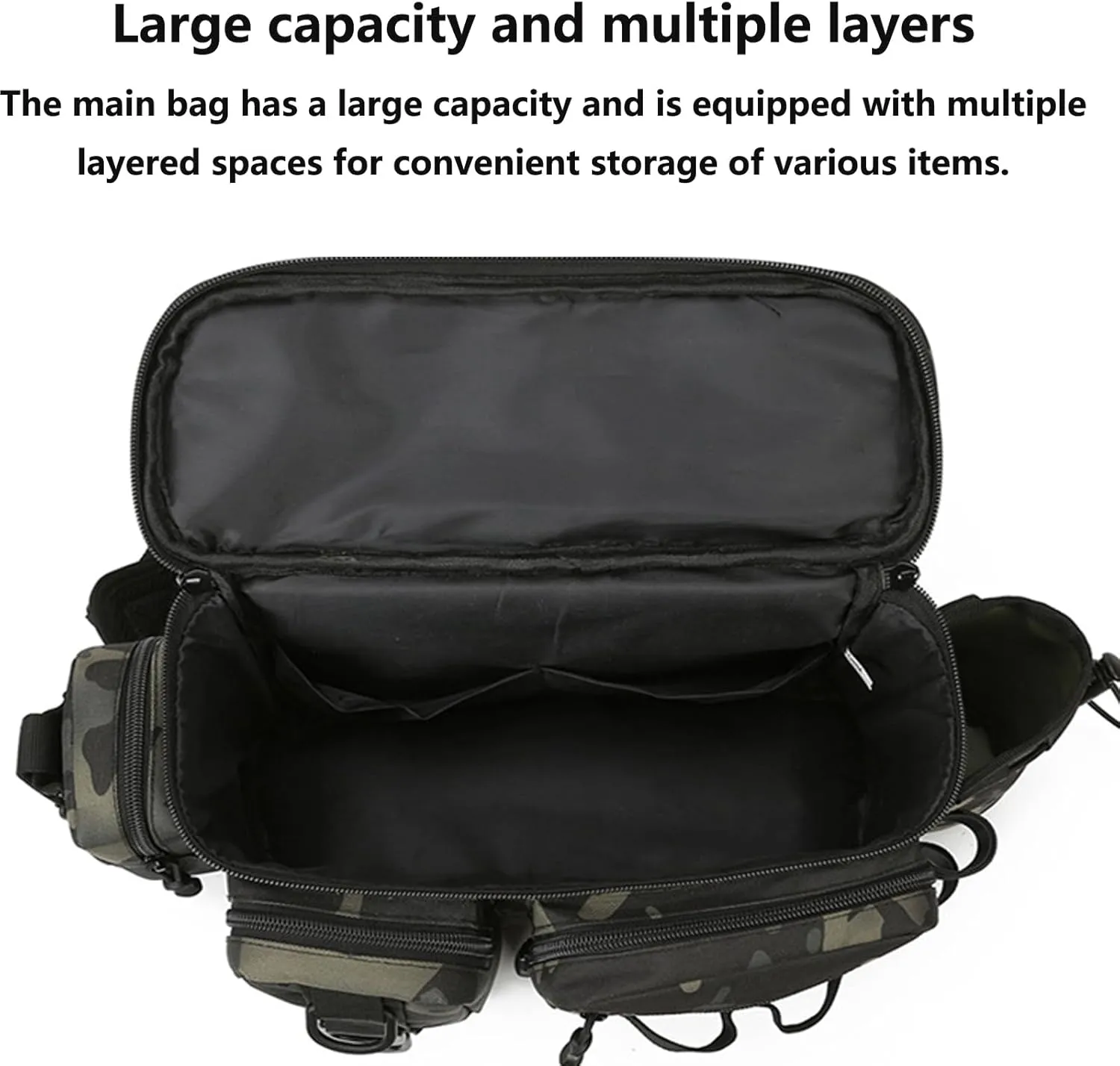 BLEMO Tackle Bag Shoulder Crossbody Fish Gear Bag with Rod Holder, Multi-Functional Fishing Waist Bags Water-Resistant Fishing Fanny Pack for Fly Fishing, Outdoor Sports 42 * 17 * 21CM B