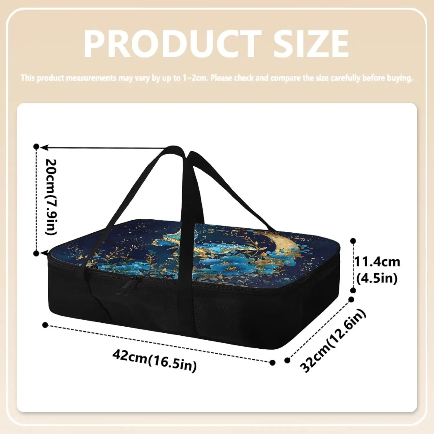 Blue Butterfly Portable Food Warmer for Travel Parties Insulated Casserole Carrier 9X13 Thermal Bags for Cold and Hot Food Reusable Lasagna Holder Lugger Tote