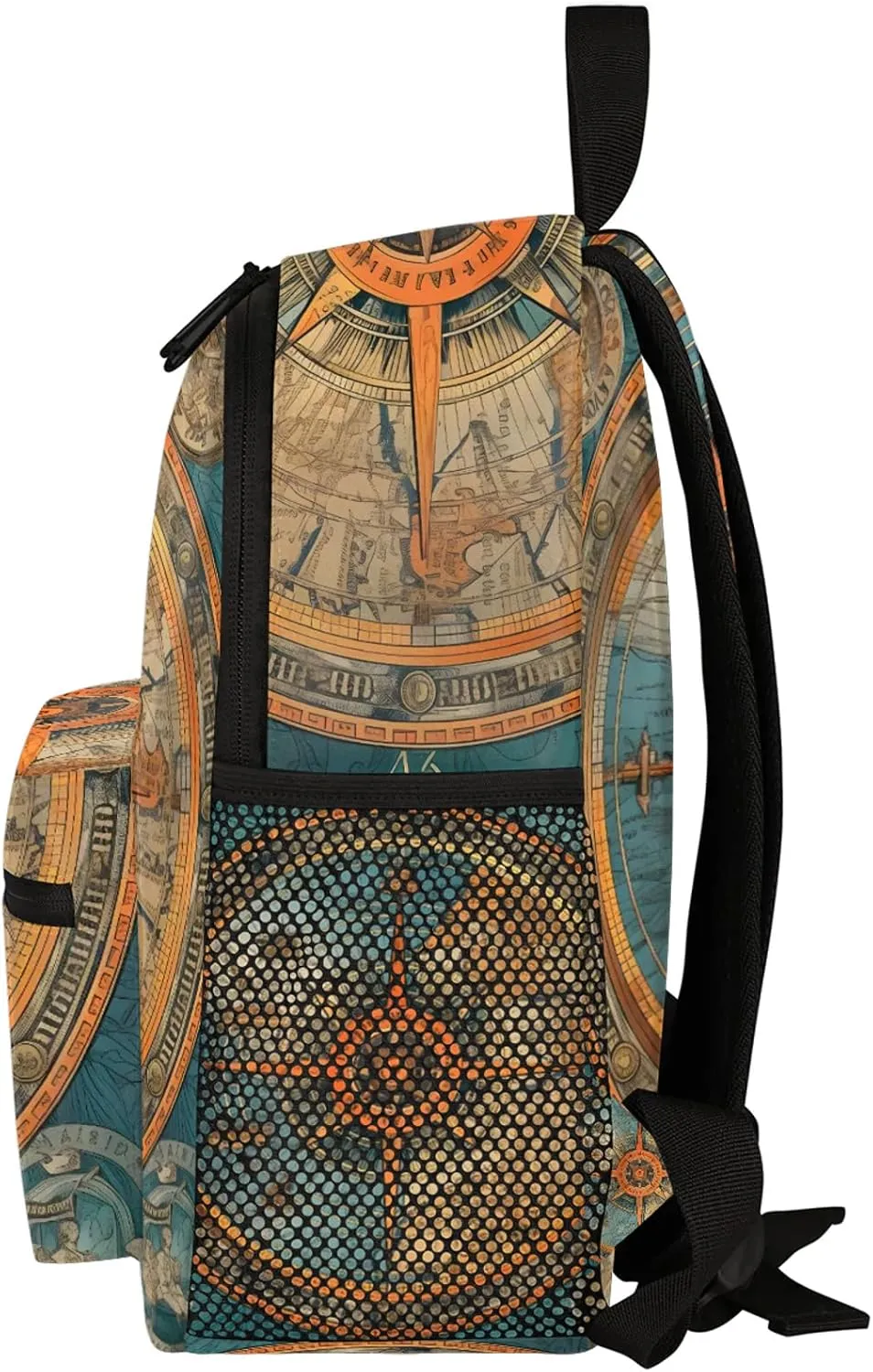 Blue Compass Painted Personalized Name Mini Backpack Waterproof Custom Casual Travel Small Backpacks with Zipper,12 Inch