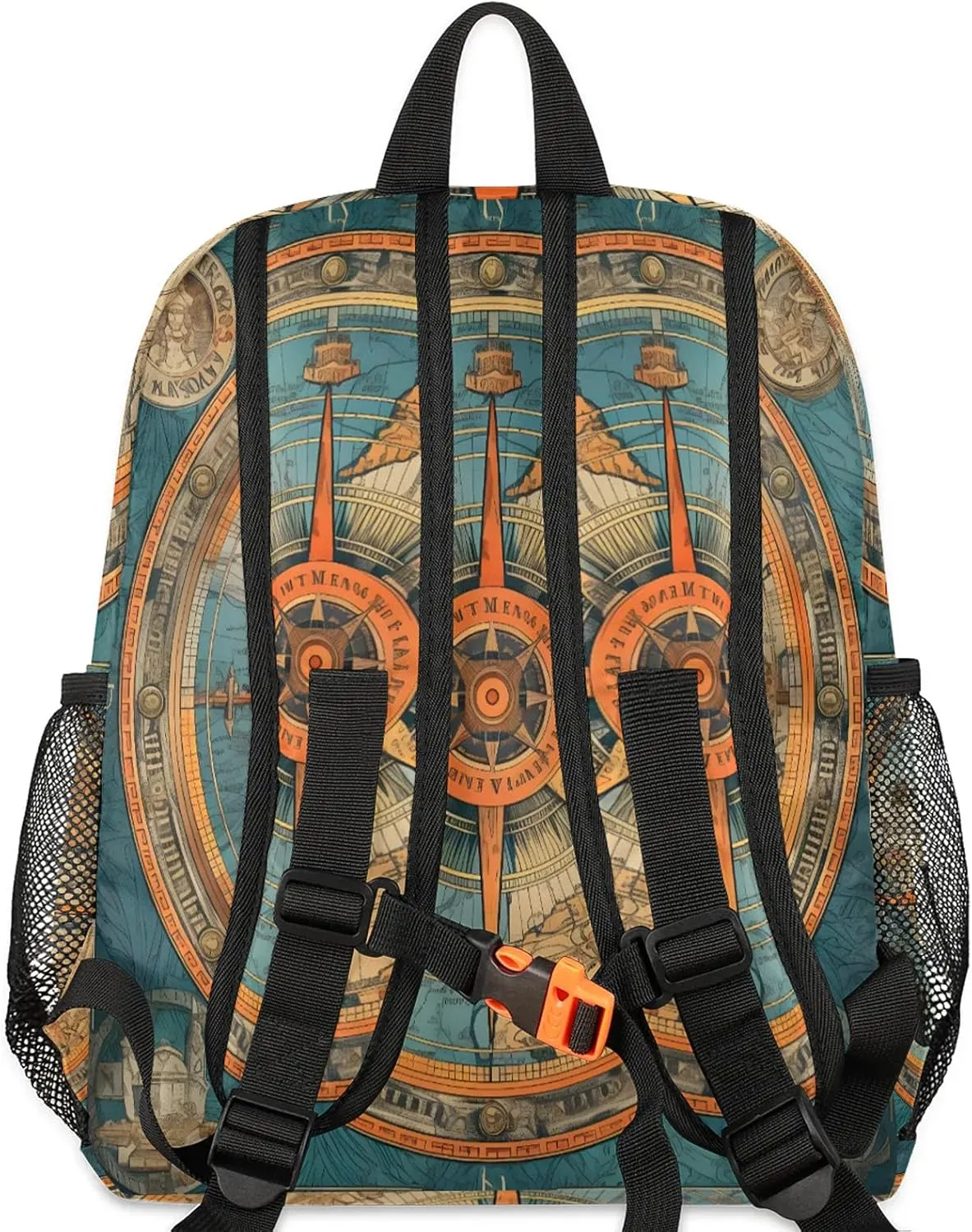 Blue Compass Painted Personalized Name Mini Backpack Waterproof Custom Casual Travel Small Backpacks with Zipper,12 Inch