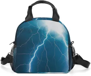 Blue Thunder Portable Lunch Box Crossbody Bag Tote Insulated with Adjustable Strap Work Beach Picnic