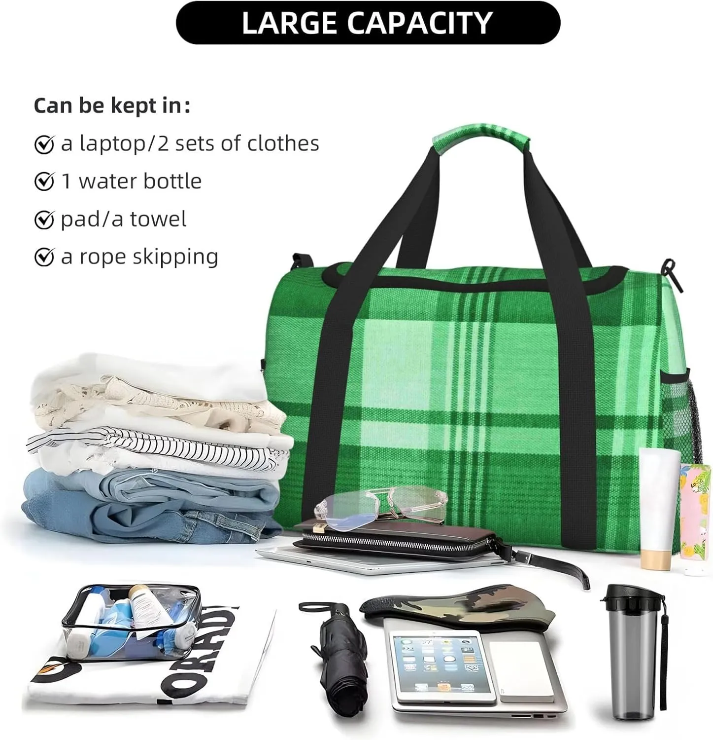 Blue White Thin Line Travel Duffel Bag Large Foldable Waterproof Overnight Bag For Beach Swim Bags Pool Sports Gym