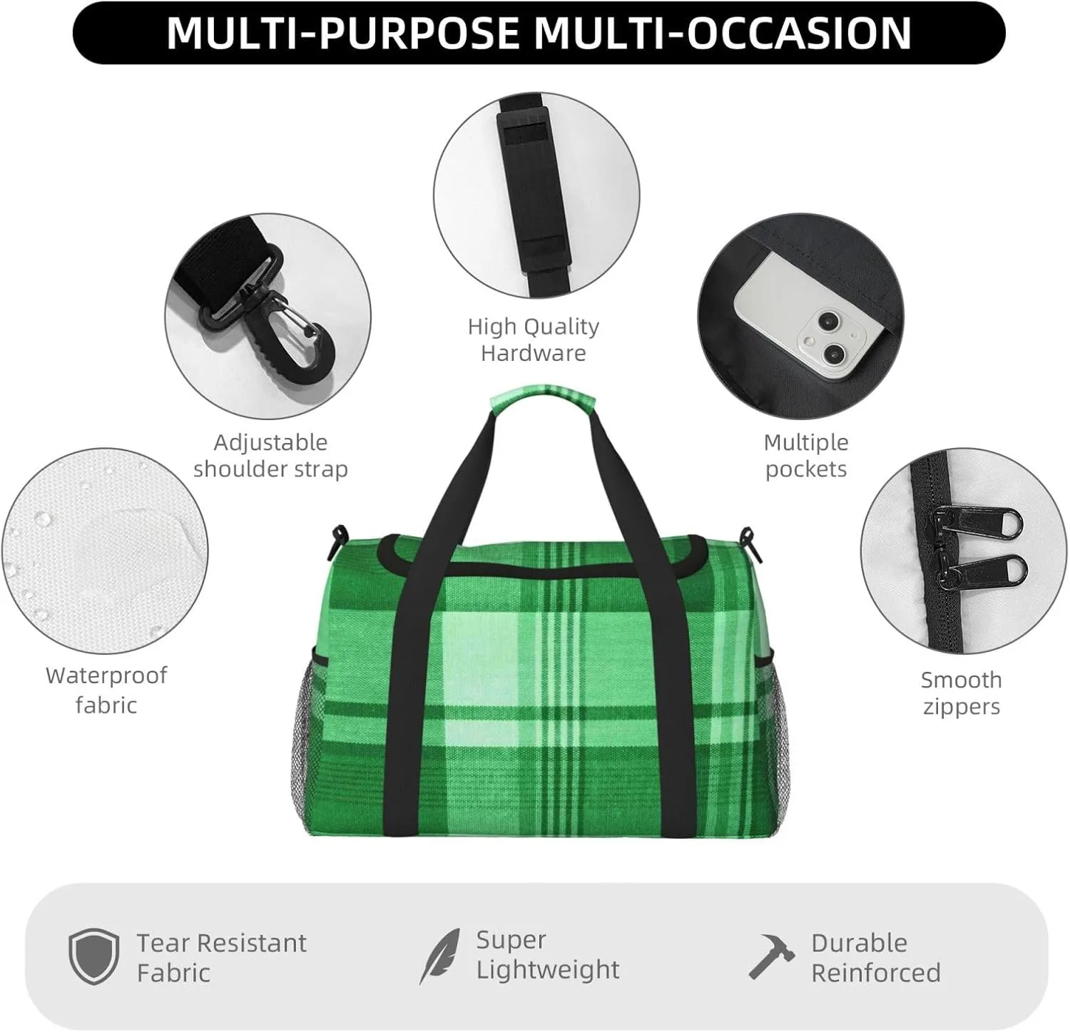 Blue White Thin Line Travel Duffel Bag Large Foldable Waterproof Overnight Bag For Beach Swim Bags Pool Sports Gym