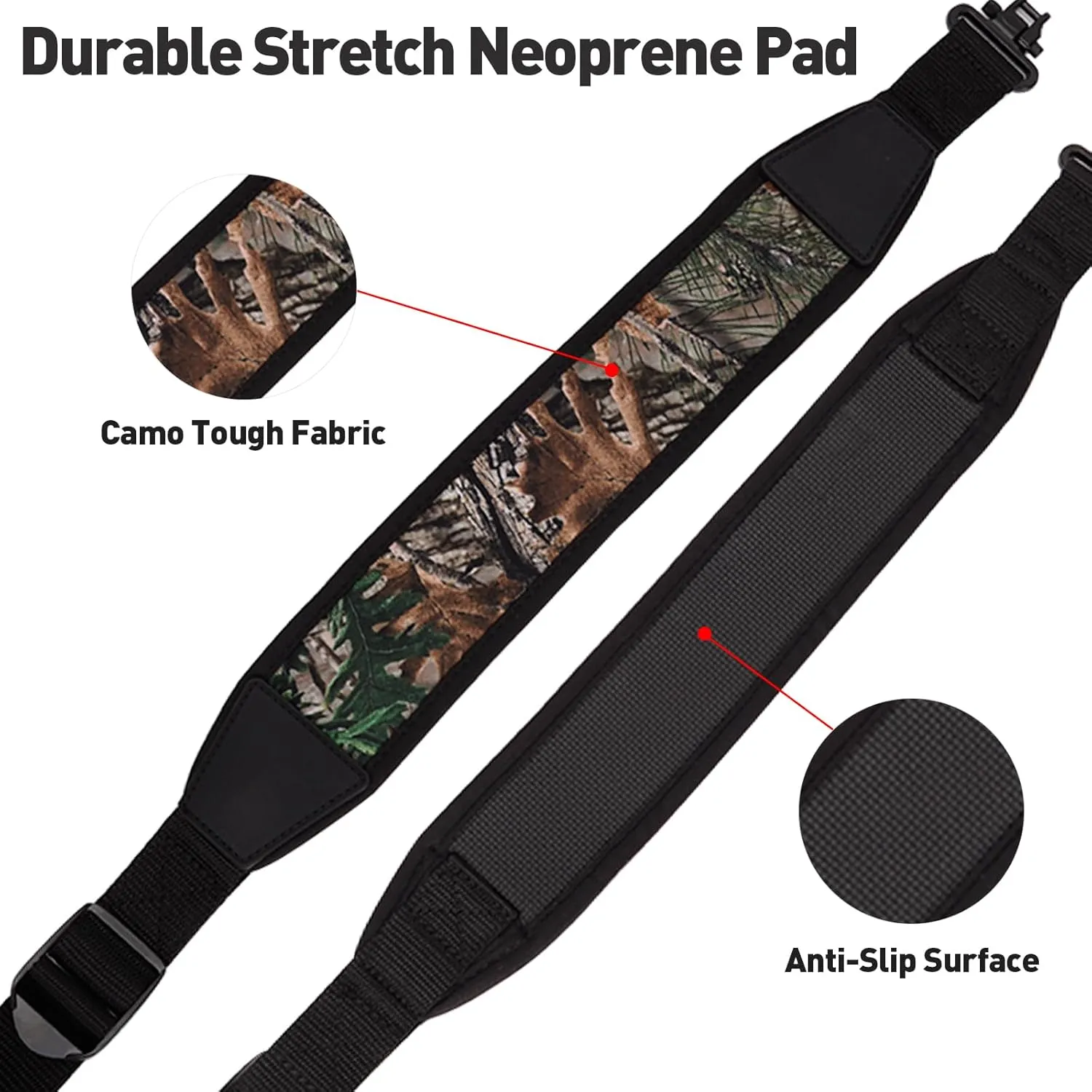 BOOSTEADY Two Point Gun Sling with Swivels,Durable Shoulder Padded Strap,Length Adjuster