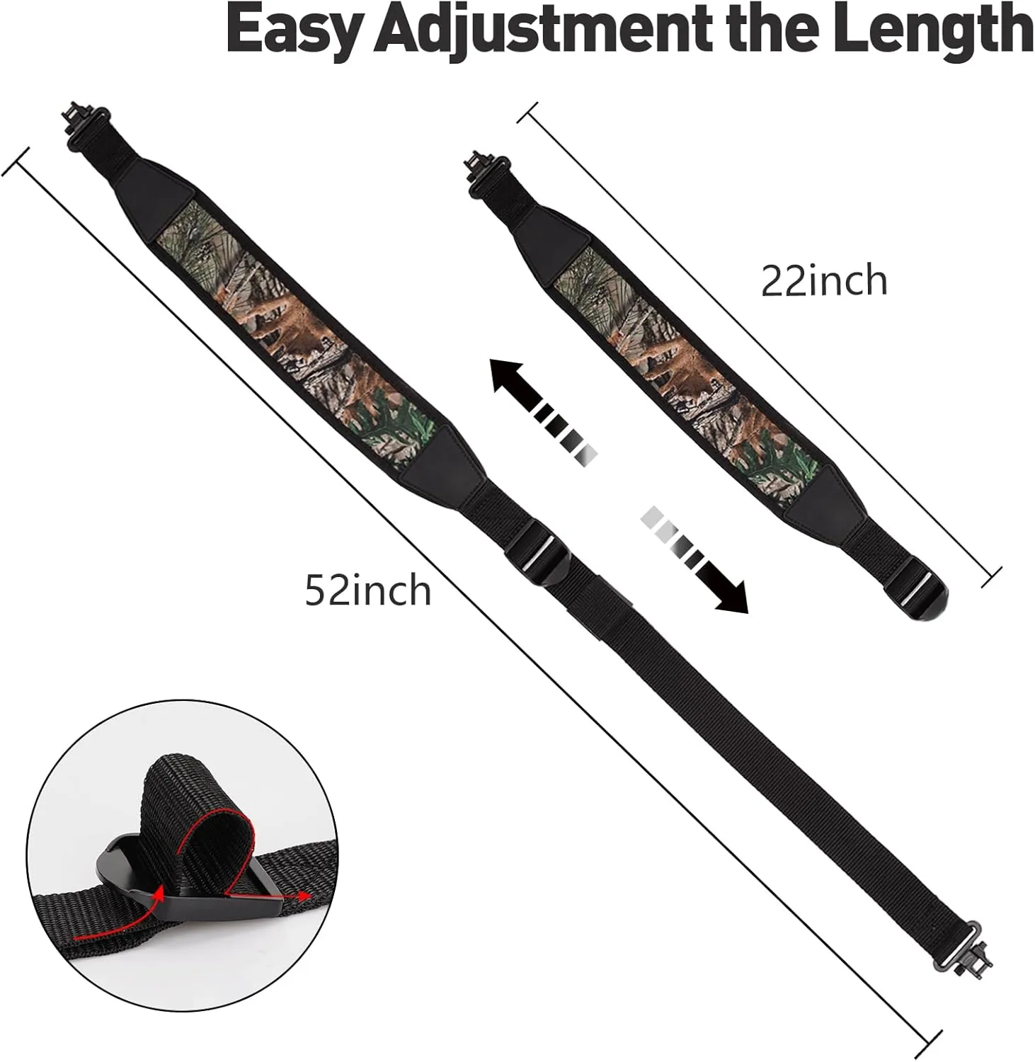 BOOSTEADY Two Point Gun Sling with Swivels,Durable Shoulder Padded Strap,Length Adjuster
