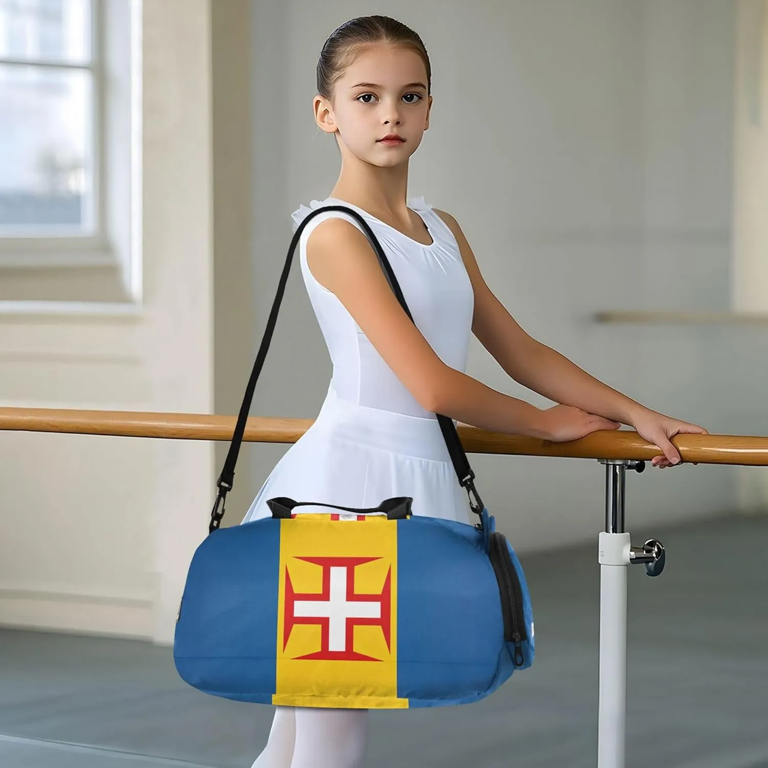 Boys Carry on Duffel Bag Weekender Overnight Madeira Flag Girls Tote Duffle Bags Travel Dance Duffle Bag