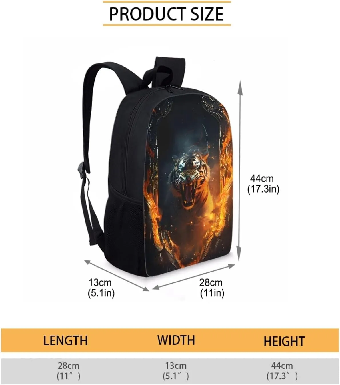 Boys Girls 3D Cool Fox Printed School Backpack Laptop Backpacks School Bag Daypack for Travel Casual,Fire Anger Wolf