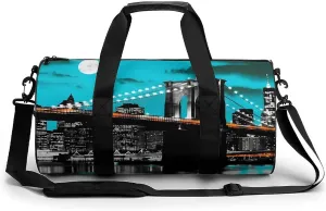 Brooklyn Bridge Funny Gym Bag Travel Tote Bag Duffel Bag for Men Women Weekender Sports Vacation