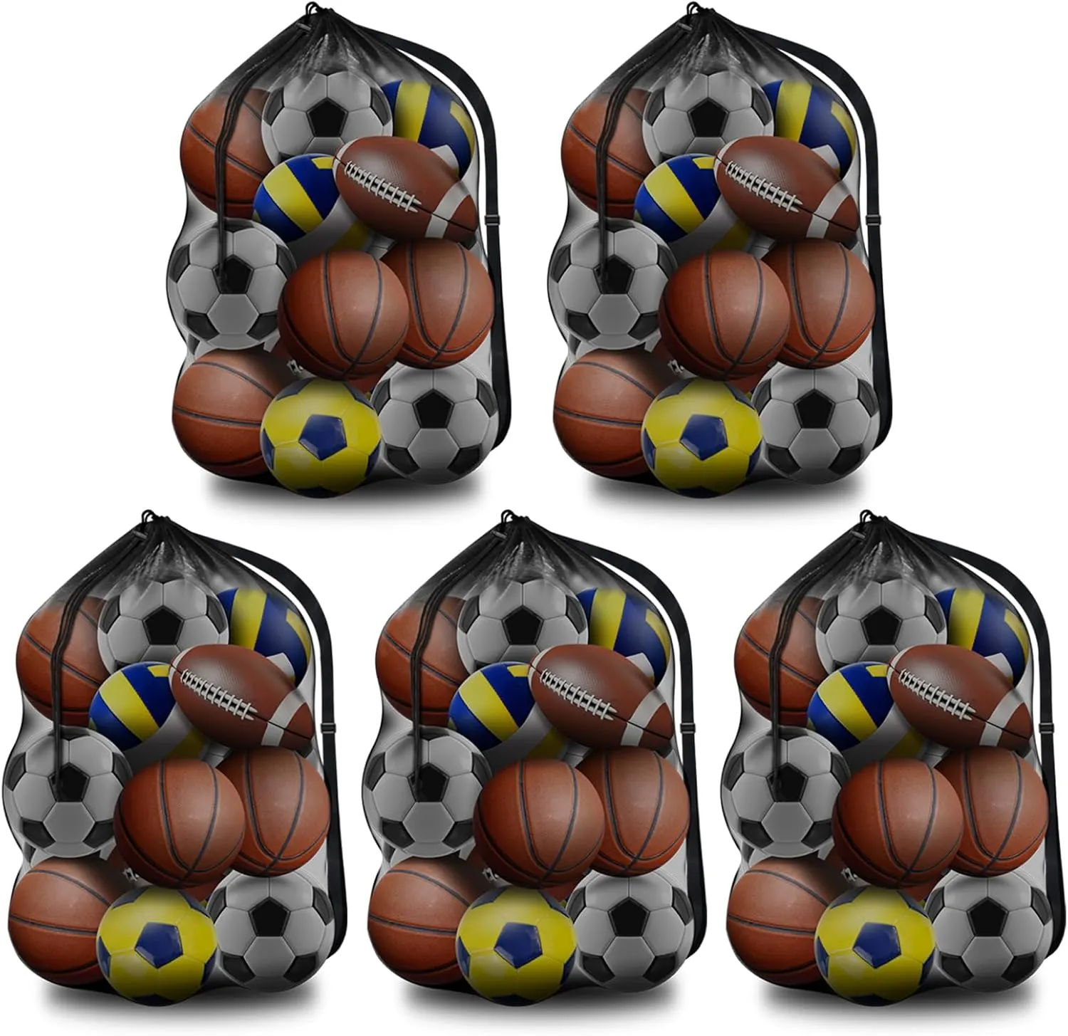 BROTOU Extra Large Sports Ball Bag Mesh, Basketball Bags Team Balls, Adjustable Shoulder Strap, Ball Bags for Holding Soccer, Football, Volleyball, Swimming Gear (30” x 40”)