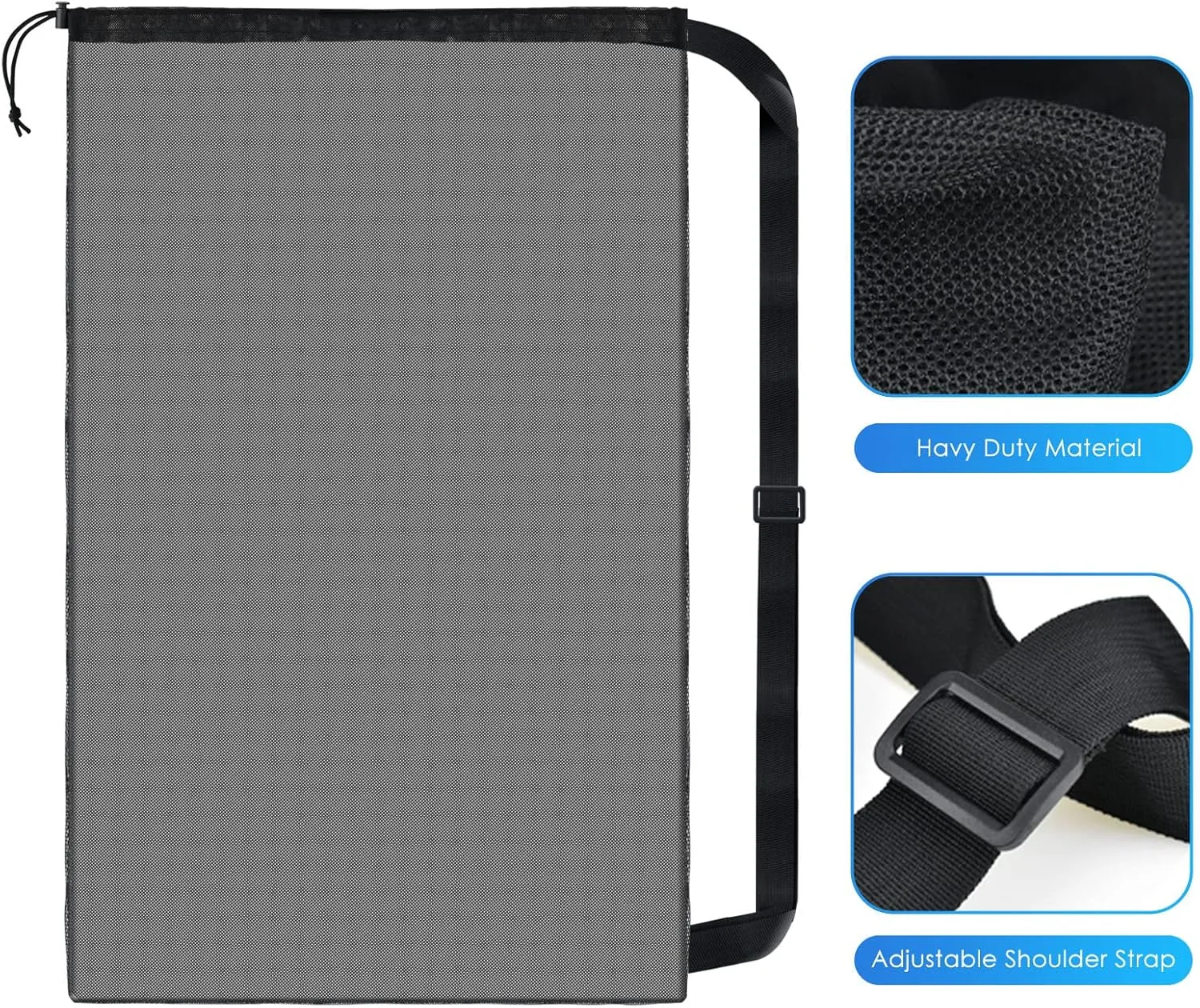 BROTOU Extra Large Sports Ball Bag Mesh, Basketball Bags Team Balls, Adjustable Shoulder Strap, Ball Bags for Holding Soccer, Football, Volleyball, Swimming Gear (30” x 40”)