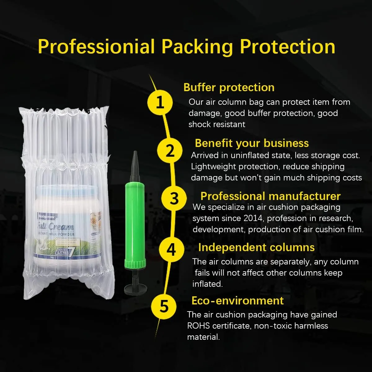 Bubble Cushion Wrap Sleeves, 100 Pack Packing Air Protector Bags Inflatable Air Cushion Bags for Packaging Porcelain Glass Milk Powder Can Ceramic Cooking Oil