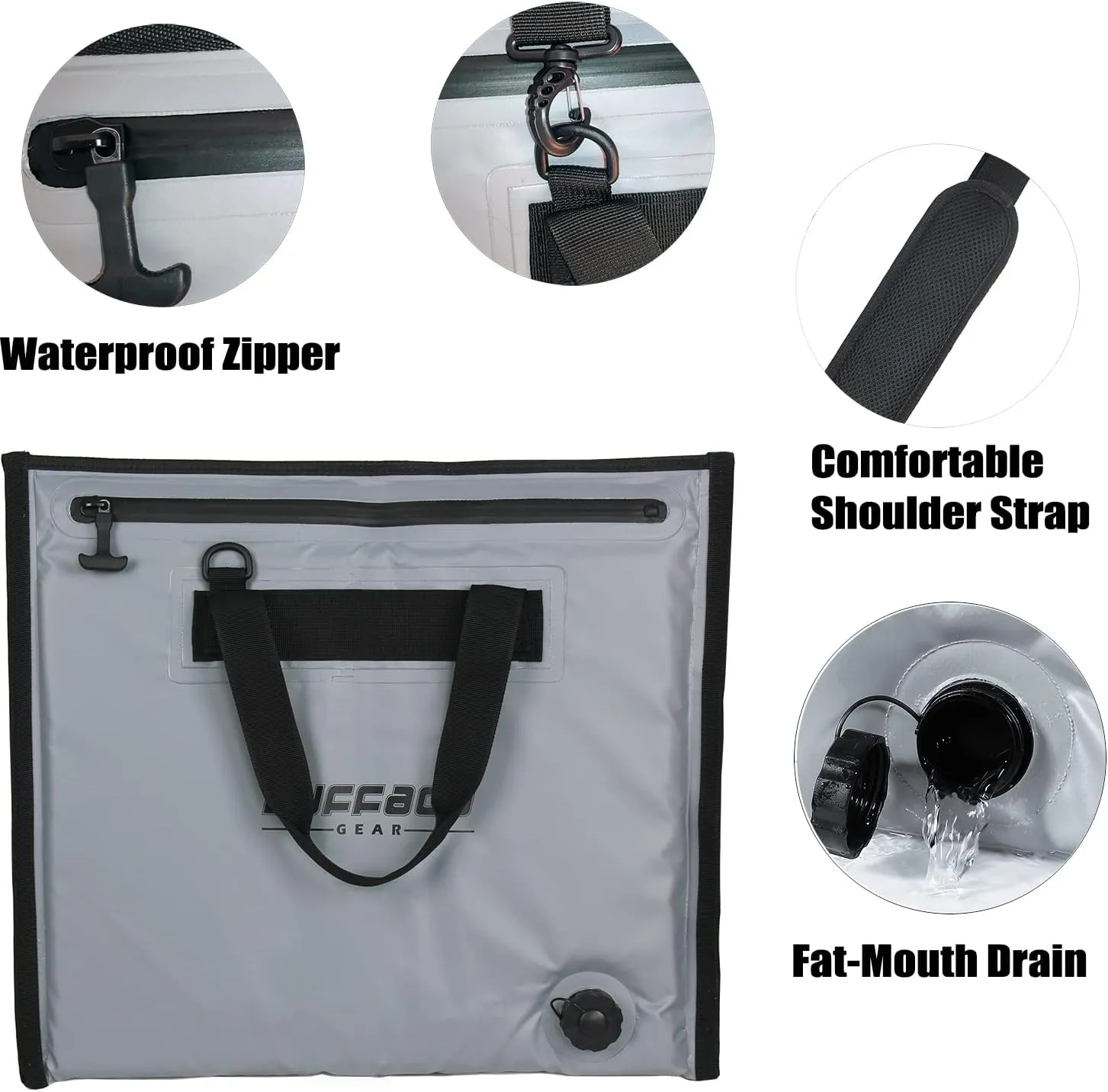 Buffalo Gear Insulated Cooler Bag - 20x18in Bait Cooler, Waterproof Fish Kill Bag