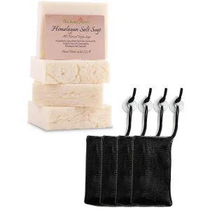 Bundle of 4 Himalayan Salt Soap Bars and 4 Soap Saver Mesh Bags
