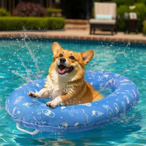 BurgeonNest Inflatable Dog Pool Float for Large Dogs, Durable 600D Oxford Cloth & PVC Inflatable Pet Raft with Drain Hole, Portable Foldable Floating Mat for Pool, Lake, and Outdoor Swimming
