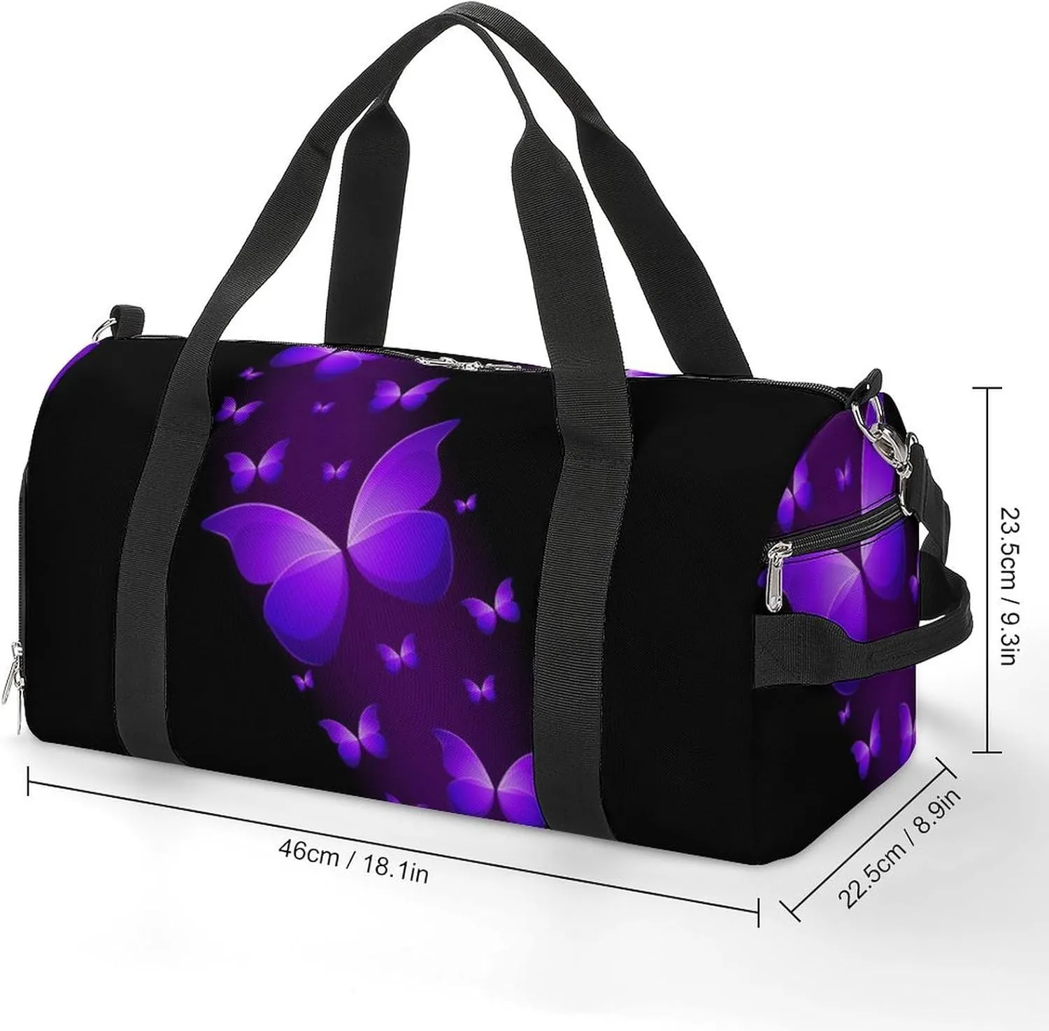 Butterfly Purple Black A Fitness Bag with Large Storage Space Is Suitable for Portable Outdoor Use
