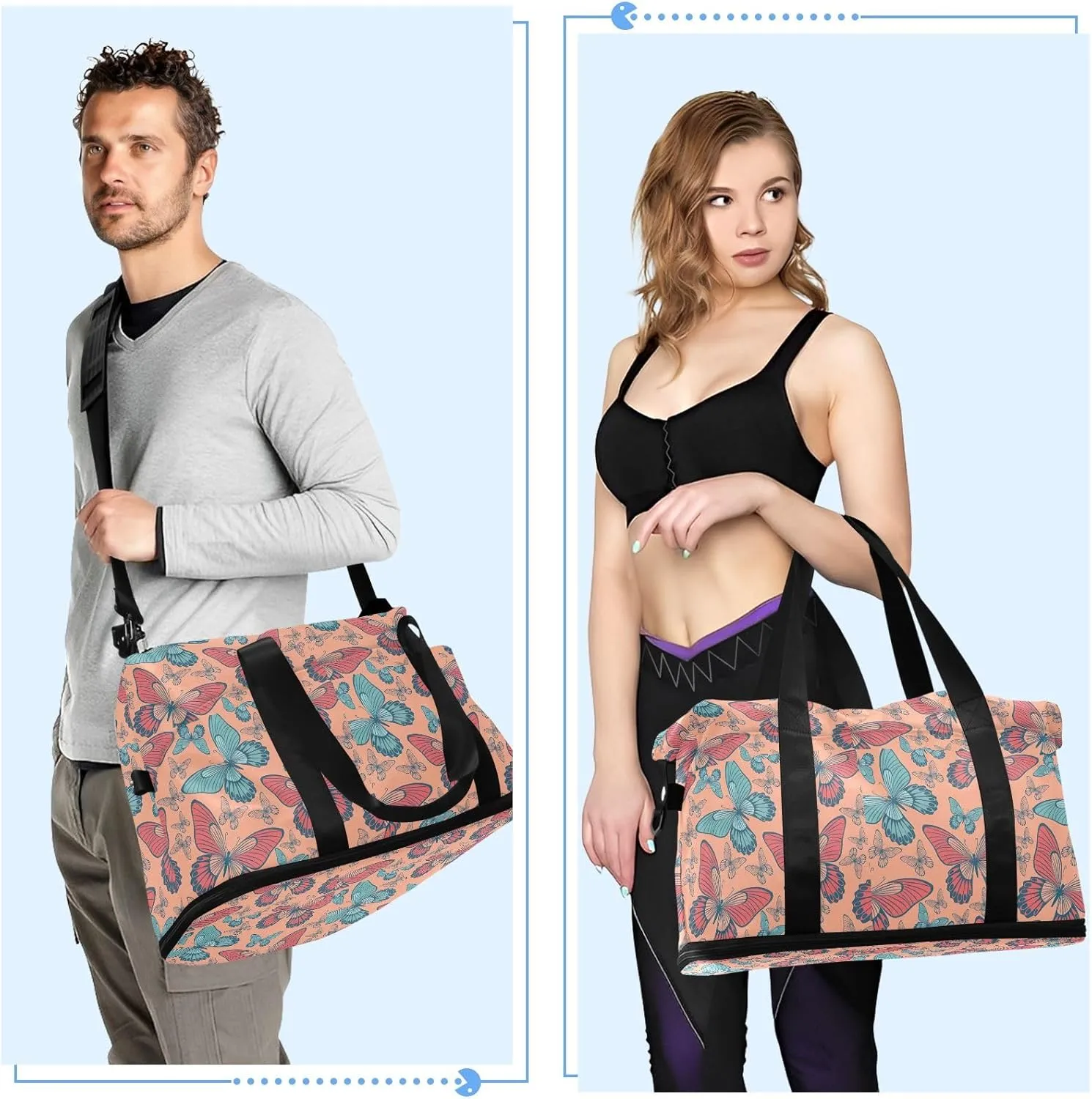 Butterfly Specimen Duffle Bag for Travel Waterproof Gym Bags Men, Carry on Garment Duffel Bag