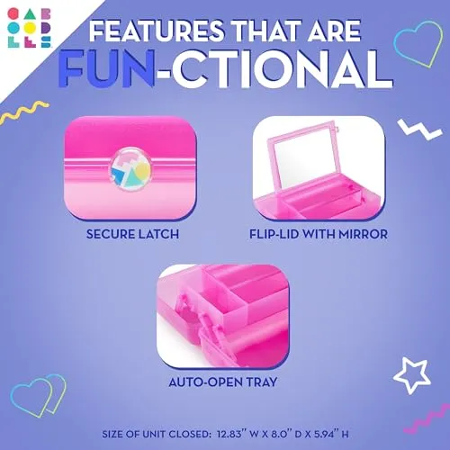 Caboodles On-The-Go Girl Makeup Box, Two-Tone Lilac on Cobalt, Hard Plastic Makeup Organizer Box, Built-In Mirror, Secure Latch for Safe Travel, Spacious Storage for Large Items