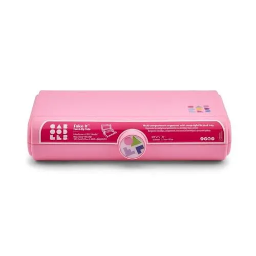Caboodles Take It Tote, Pink, Makeup Travel Case with Large Built-In Mirror, Mint Auto-Open Tray, Snap-Tight Lid, Ideal for Quick Touch Ups On The Go