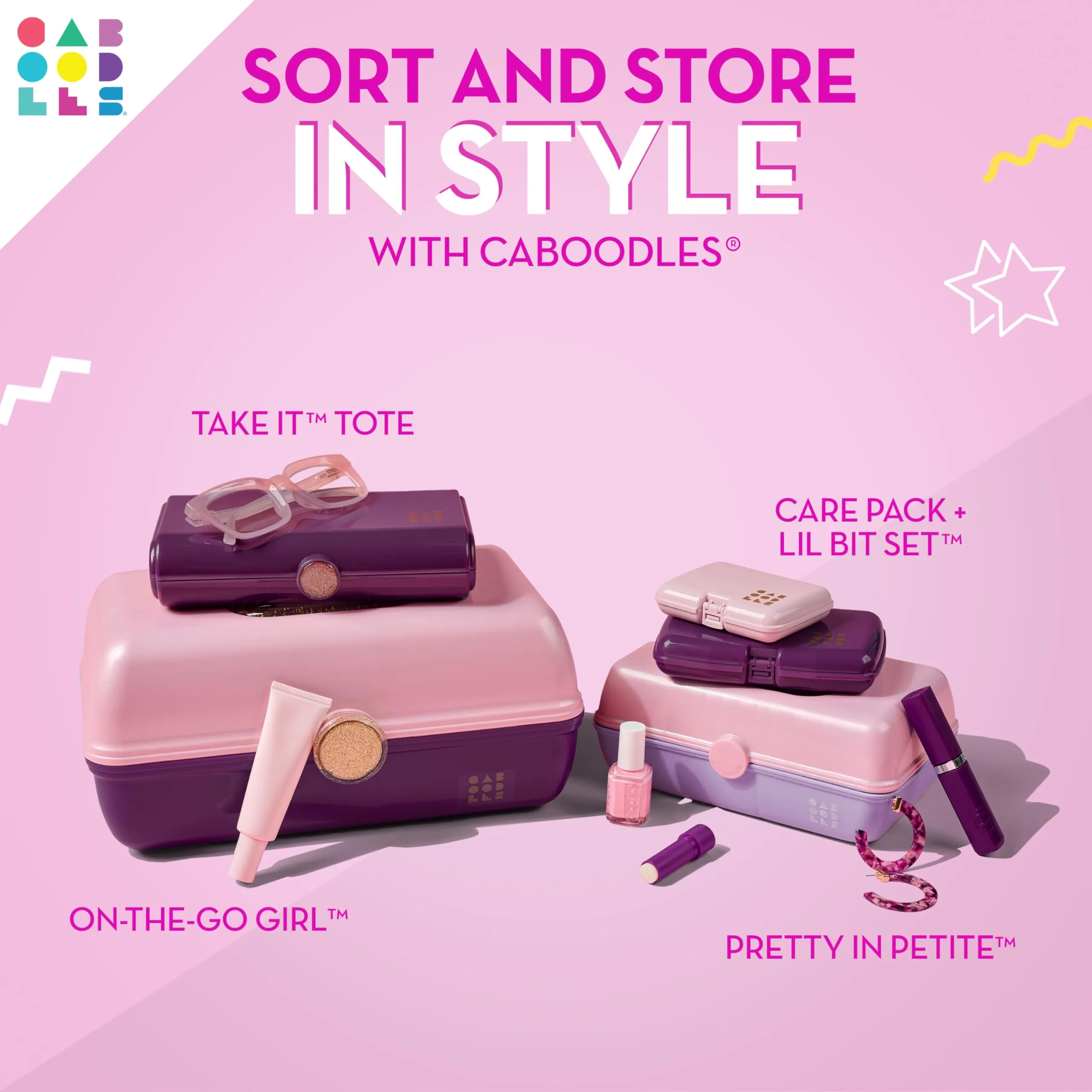 Caboodles Women's On-The-Go Girl, Funfetti Flitter Over Dusty Rose
