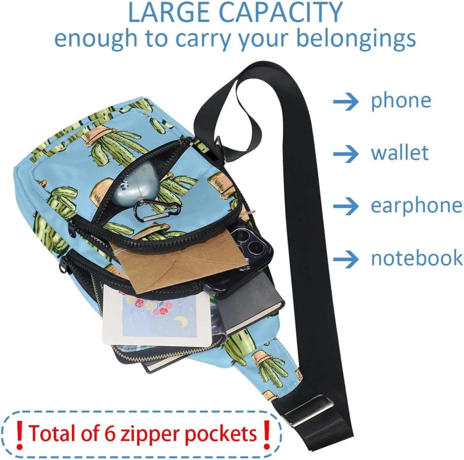 Cactus (7) Sling Bag for Women Men Crossbody Shoulder Tote Blet Bags Backpack Fanny Pack Travel Purse