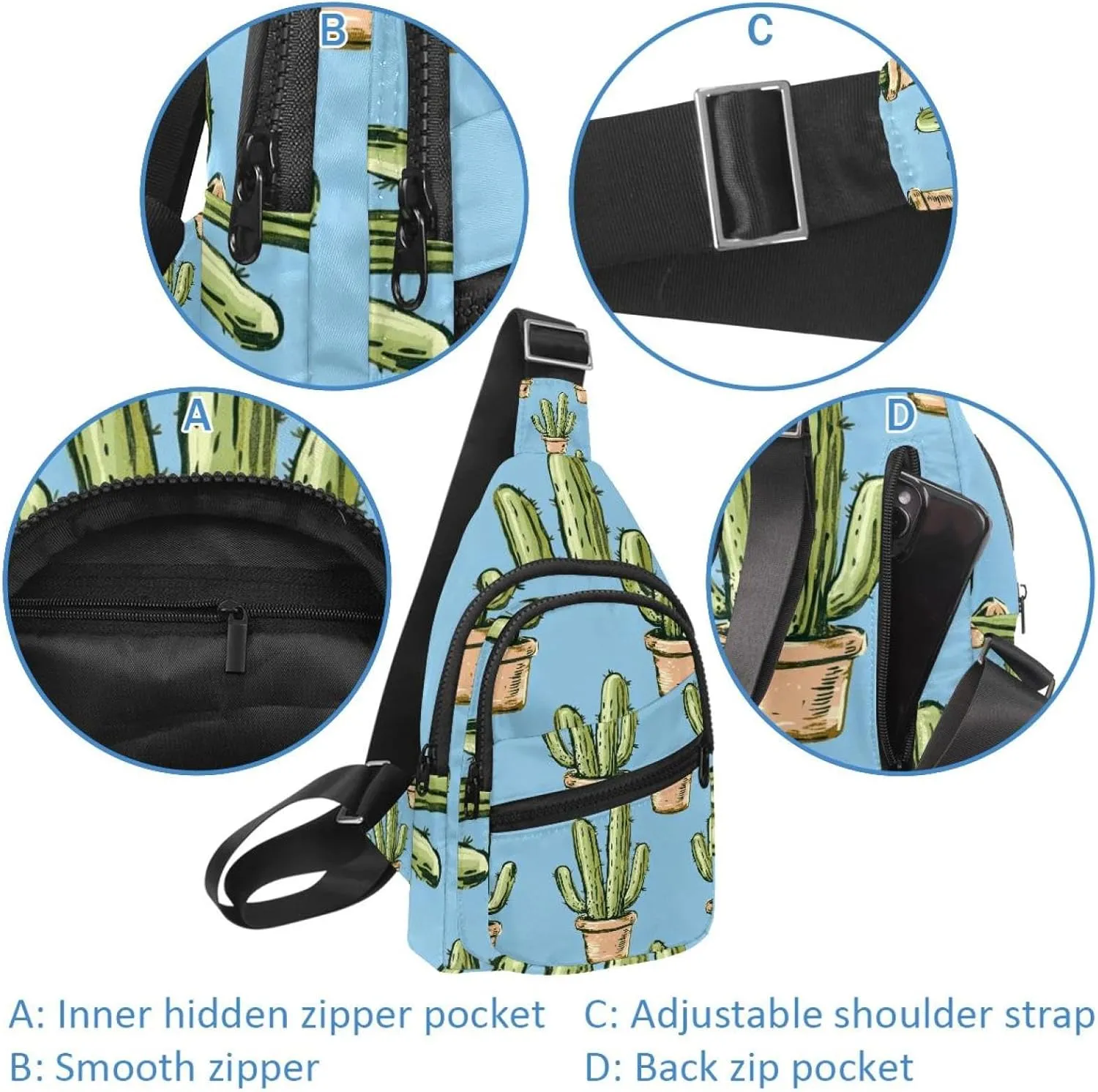 Cactus (7) Sling Bag for Women Men Crossbody Shoulder Tote Blet Bags Backpack Fanny Pack Travel Purse