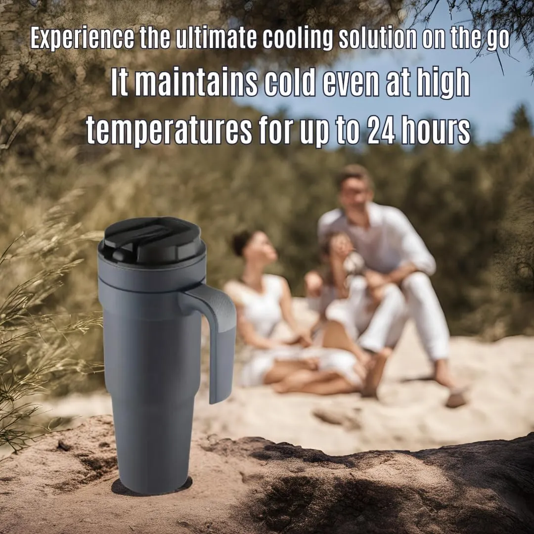 Cafeteria Coffee Mug with Handle for Hot and Cold Drinks, Travel Mug (grey), 40 OZ, Gray, FC094